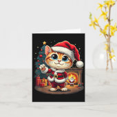Carte Adorable Chat de Noël Santa Claus Beau Kit de Noël (Fleur jaune)