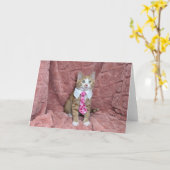 Carte Adorable chaton orange et blanc Louie dans une cra (Fleur jaune)