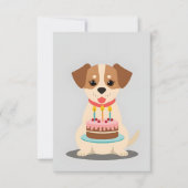Carte Adorable chiot avec gâteau d'anniversaire (Devant)
