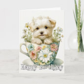Carte Adorable Chiot Dans Une Tasse De Thé (Devant)