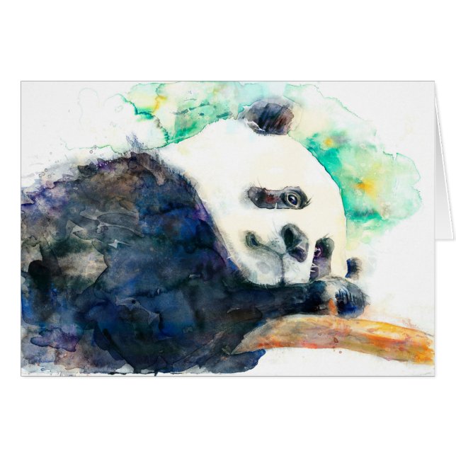Carte adorable de panda d'aquarelle (Devant horizontal)