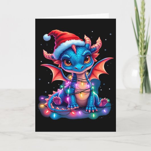 Carte Adorable dragon de Noël (Devant)
