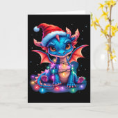 Carte Adorable dragon de Noël (Fleur jaune)