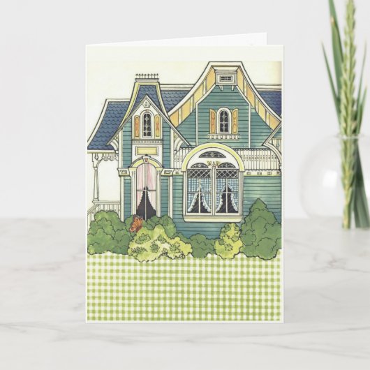 Carte Adorable En vichy Poupée en papier de chambre à l' (Devant)