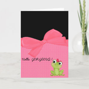 Carte Adorable Grenouille mignonne sur Pois-Bonjour magn