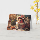 Carte Adorable Hamster de la Mi-Été (Fleur jaune)