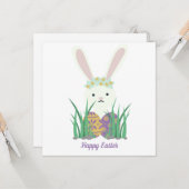 Carte Adorable Lapin et Oeufs de Pâques (Devant/Arrière en situation)