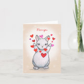 Carte Adorable Lapin Rabbit Hug personnalisable Texte Am (Devant)