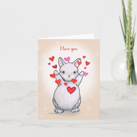 Carte Adorable Lapin Rabbit Hug personnalisable Texte Am (Devant)