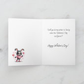 Carte Adorable Lapin Rose Voler Coeur Saint-Valentin (Intérieur)