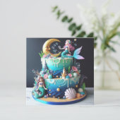 CARTE ADORABLE MERMAID THEMEME ANNIVERSAIRE DE ENFANT CA (Debout devant)