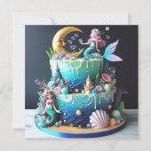 CARTE ADORABLE MERMAID THEMEME ANNIVERSAIRE DE ENFANT CA (Devant)