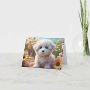 Carte Adorable mignonne Fluffy Puppy Blank Salutation