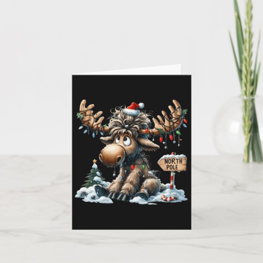Carte Adorable Moose de Noël Joyeux Noël Hommes de Noël  (Devant)