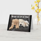 CARTE ADORABLE NAPPES PUPS SOUHAITE "VOUS HEUREUX ANNIVE (Fleur jaune)