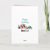 Carte Adorable nièce ladybugs spécial fille rose vert ro (Dos)