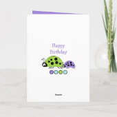 Carte Adorable nièce ladybugs spécial fille violet vert (Dos)