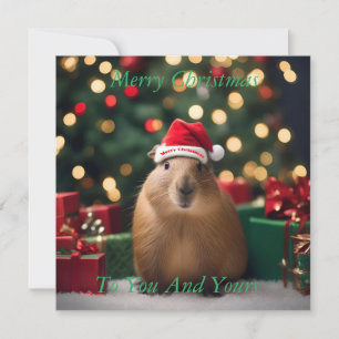 Carte Adorable Noël Capybara,
