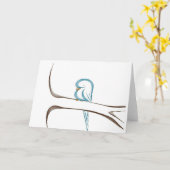 Carte Adorable oiseau bleu assis sur une branche (Fleur jaune)