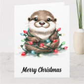 Carte adorable Otter de Noël (Devant)
