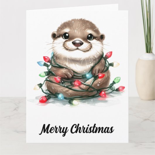 Carte adorable Otter de Noël (Devant)
