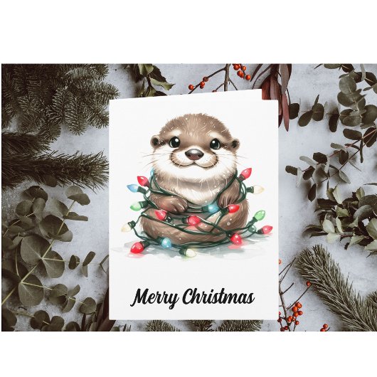 Carte adorable Otter de Noël