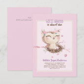 Carte Adorable OWL Baby shower Filles ou garçons Invitat (Devant / Derrière)