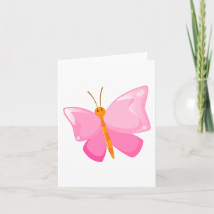 Carte adorable Papillon de dessin rose