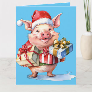 Carte Adorable Petit Petit Piggie Noël Salutation
