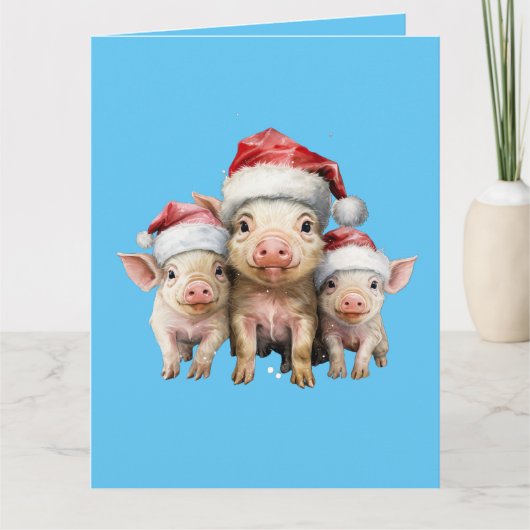Carte Adorable Petit Petit Piggie Noël Salutation (Devant)