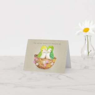 Carte Adorable Petits Oiseaux Nid Anniversaire