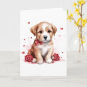 Carte Adorable Puppy Valentine's Day (Fleur jaune)