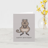 Carte  Adorable QUOKKA- faune australien - (Fleur jaune)