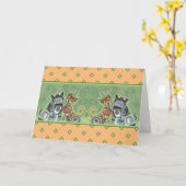 Carte ADORABLE ROBOT BULLDOG & FELINE AMI Funny Blank (Fleur jaune)