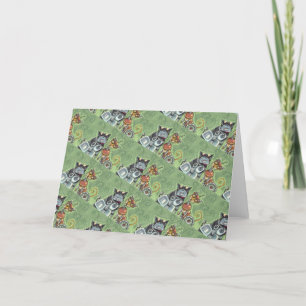 Carte ADORABLE ROBOT BULLDOG & FELINE AMI Funny Blank