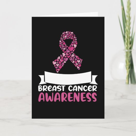 Carte Adorable Ruban rose Conscience du cancer du sein F (Devant)