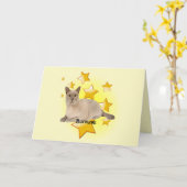 Carte Adorable Tan Chat birman dans les étoiles (Fleur jaune)