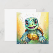 Carte Adorable Tortue de mer de Chibi sous la mer (Devant / Derrière)