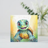 Carte Adorable Tortue de mer de Chibi sous la mer (Debout devant)