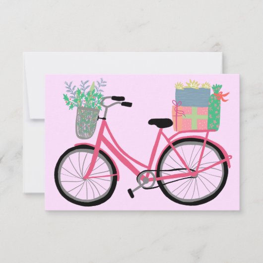 Carte Adorable Vélo de Noël Vacances Noël Dons Rose (Devant)