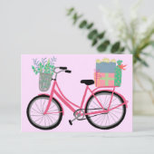 Carte Adorable Vélo de Noël Vacances Noël Dons Rose (Debout devant)