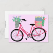 Carte Adorable Vélo de Noël Vacances Noël Dons Rose (Devant / Derrière)
