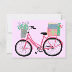 Carte Adorable Vélo de Noël Vacances Noël Dons Rose