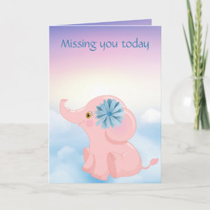 Carte Adorables Cartoon personnalisé Baby Pink Elephant