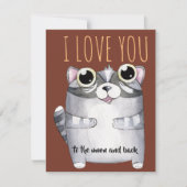 Carte Adorables Cartoon Raccoon I Love You (Devant)