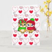 Carte Adorables Hiboux | Saint-Valentin | Je t'aime  (Fleur jaune)