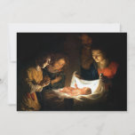 Carte Adoration de l'Enfant Jésus - Honthorst<br><div class="desc">Adoration de la scène de la nativité de l'enfant Jésus avec peinture à l'huile originale par Honthorst en 1620. La scène avec Jésus,  Marie et Joseph avec les bergers. http://frontiernow.com</div>