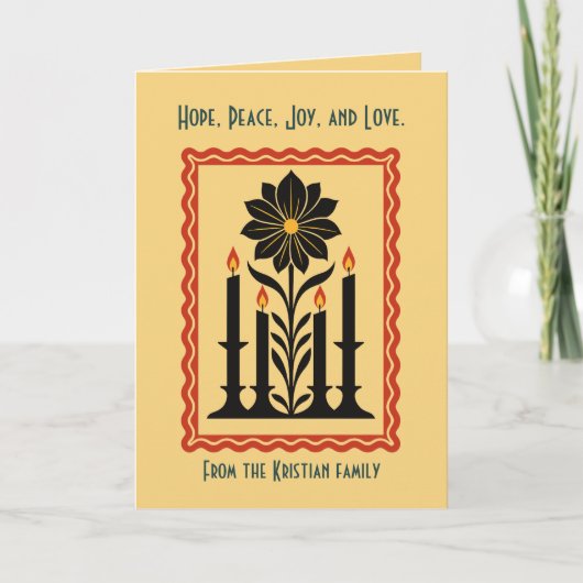 Carte Advent Hope, Peace, Joy, and Love Stylized Design (Devant)