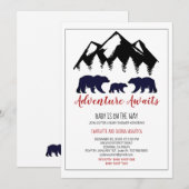 Carte Adventure Await Woodland Bear Baby shower By Mail (Devant / Derrière)