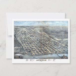 Carte aérienne antique de la ville d'Austin, Texas